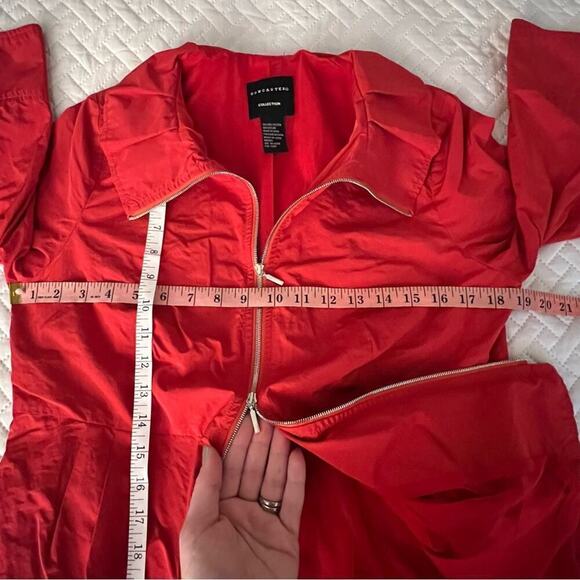 Doncaster Womens 8 Red 3/4 Sleeve Jacket w/ Offset Zipper Pop Up Collar Pockets - Picture 7 of 7